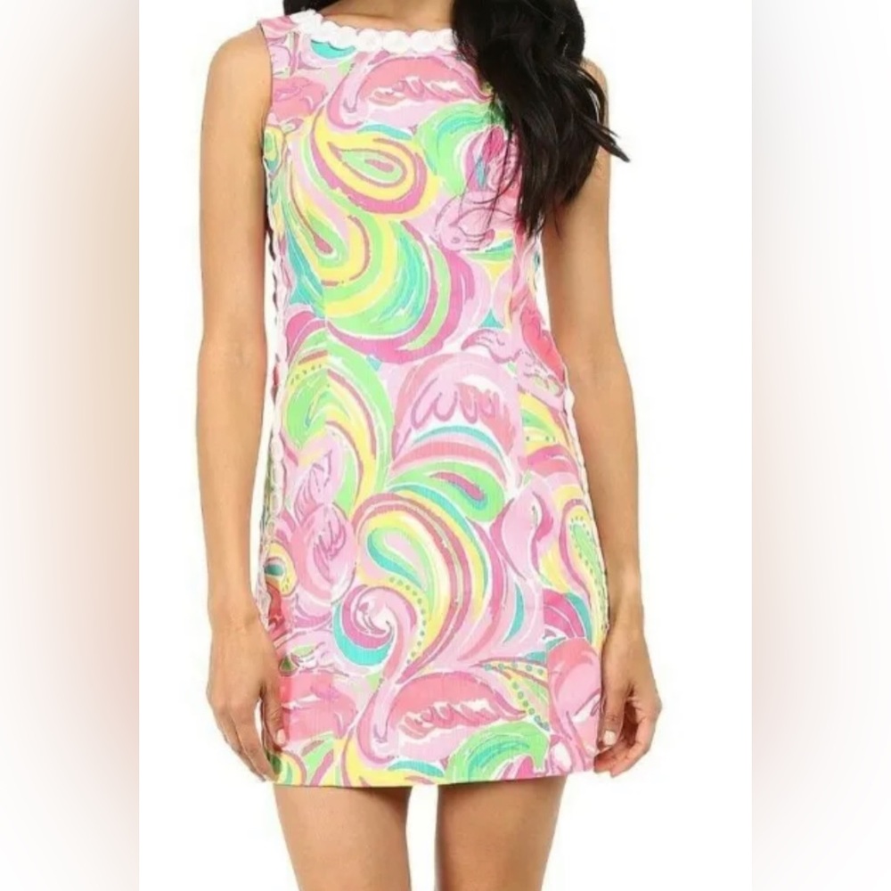 Lilly Pulitzer Mila Shift Dress in All Nighter Flamingo Print